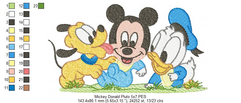 Baby Mouse, Duck and Puppy - Fill Stitch