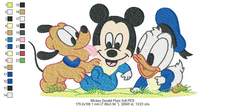 Baby Mouse, Duck and Puppy - Fill Stitch