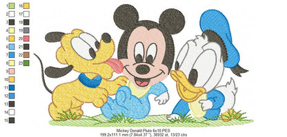 Baby Mouse, Duck and Puppy - Fill Stitch