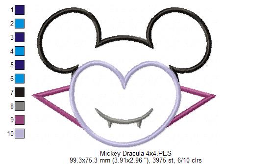 Mouse Ears Boy and Girl Dracula - Set of 2 Designs - Applique Embroidery