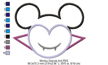 Mouse Ears Boy and Girl Dracula - Set of 2 Designs - Applique Embroidery