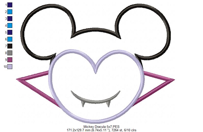 Mouse Ears Boy and Girl Dracula - Set of 2 Designs - Applique Embroidery