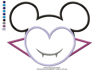 Mouse Ears Boy Dracula - Applique Embroidery
