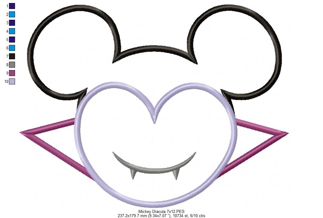 Mouse Ears Boy and Girl Dracula - Set of 2 Designs - Applique Embroidery