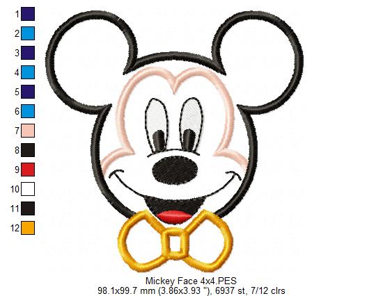 Mickey Mouse Face - Applique - Machine Embroidery Design