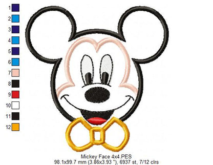 Mickey Mouse Face - Applique - Machine Embroidery Design