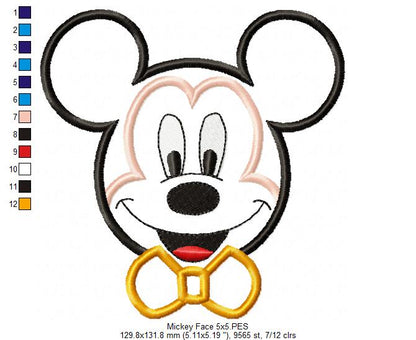 Mickey Mouse Face - Applique - Machine Embroidery Design