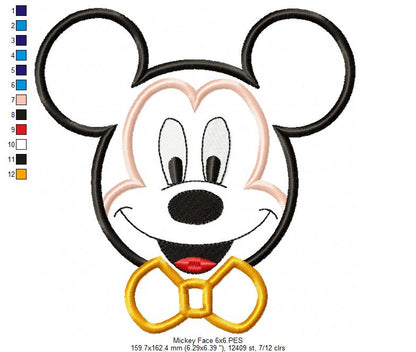 Mickey Mouse Face - Applique - Machine Embroidery Design