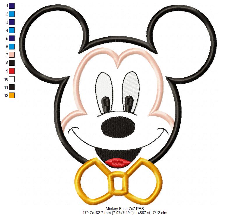 Mickey Mouse Face - Applique - Machine Embroidery Design