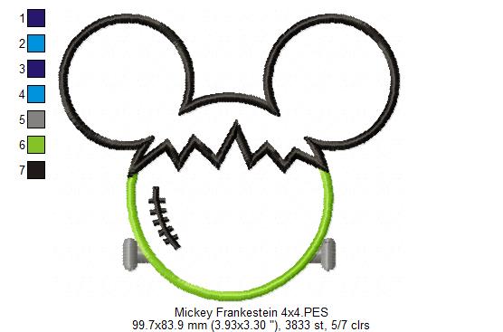 Mouse Ears Boy Frankenstein - Applique Embroidery