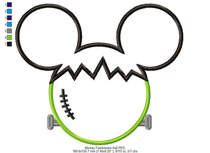 Mouse Ears Boy Frankenstein - Applique Embroidery