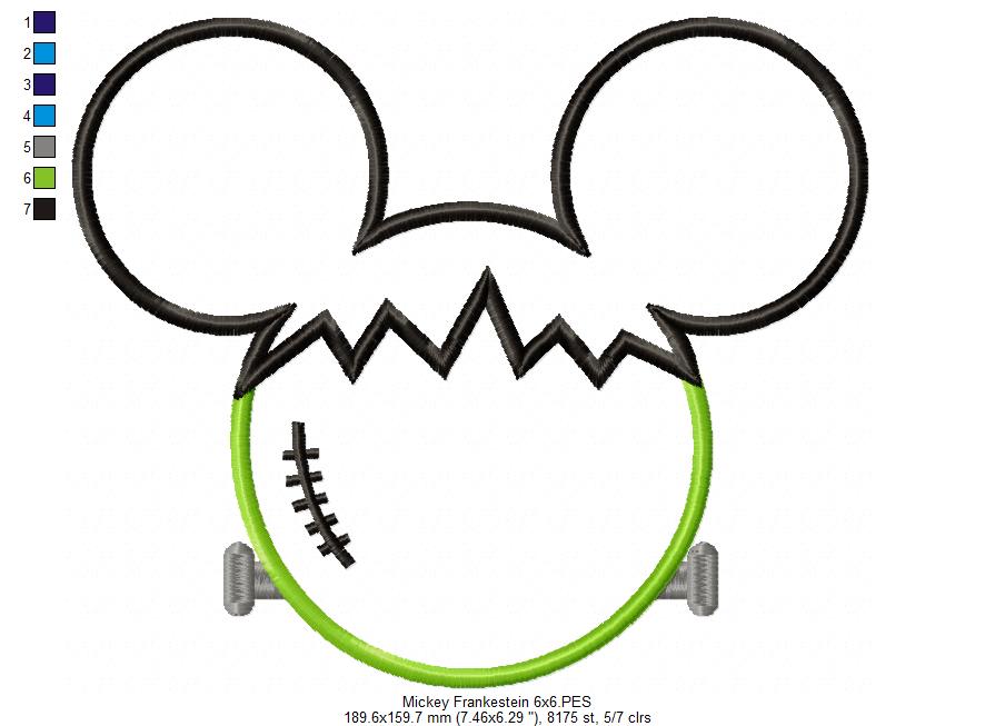 Mouse Ears Boy and Girl Frankenstein - Set of 2 Designs - Applique Embroidery