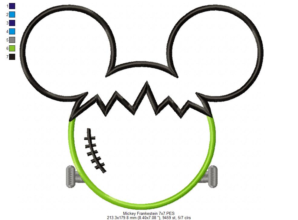 Mouse Ears Boy Frankenstein - Applique Embroidery