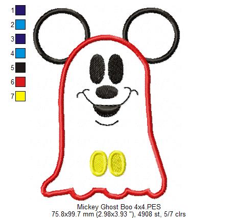Mouse Ears Boy Ghost - Applique Machine Embroidery Design