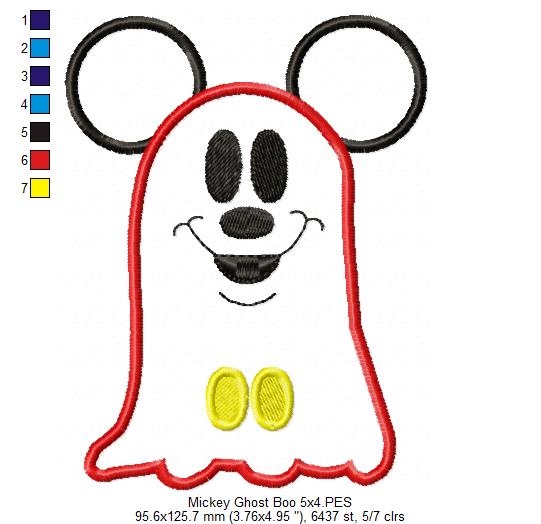 Mouse Ears Boy and Girl Ghost - Set of 2 Designs - Applique Embroidery