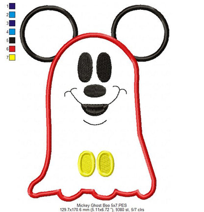 Mouse Ears Boy Ghost - Applique Machine Embroidery Design