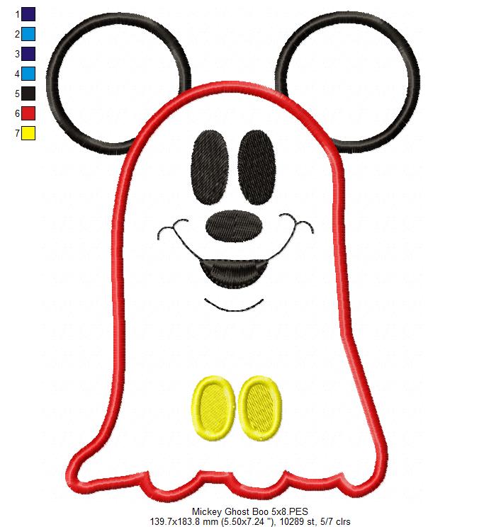 Mouse Ears Boy Ghost - Applique Machine Embroidery Design