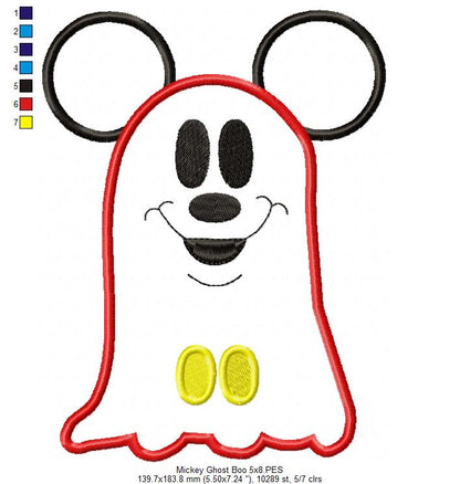 Mouse Ears Boy and Girl Ghost - Set of 2 Designs - Applique Embroidery