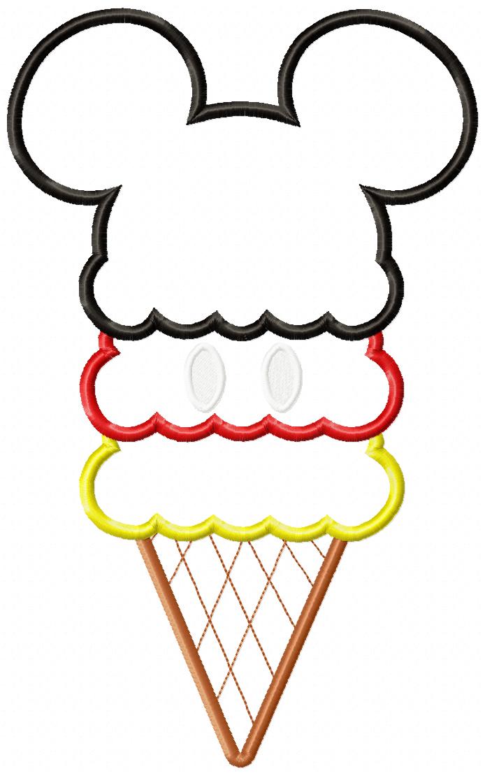 Mouse Ears Boy Summer Ice Cream - Applique - Machine Embroidery Design