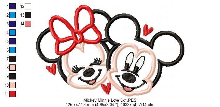 Mouse Girl and Boy in Love - Applique - Machine Embroidery Design