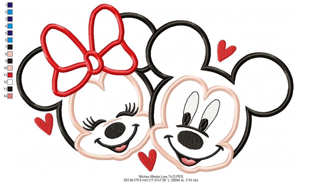 Mouse Girl and Boy in Love - Applique - Machine Embroidery Design