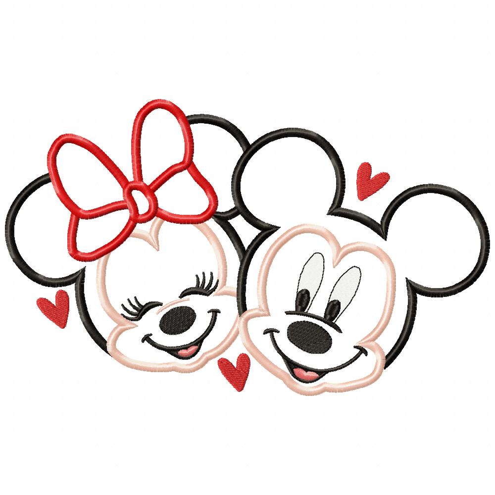 Mouse Girl and Boy in Love - Applique - Machine Embroidery Design