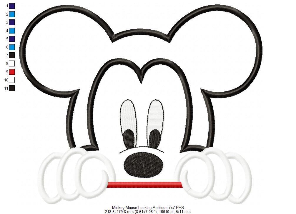 Mouse Boy Looking Over - Applique Embroidery