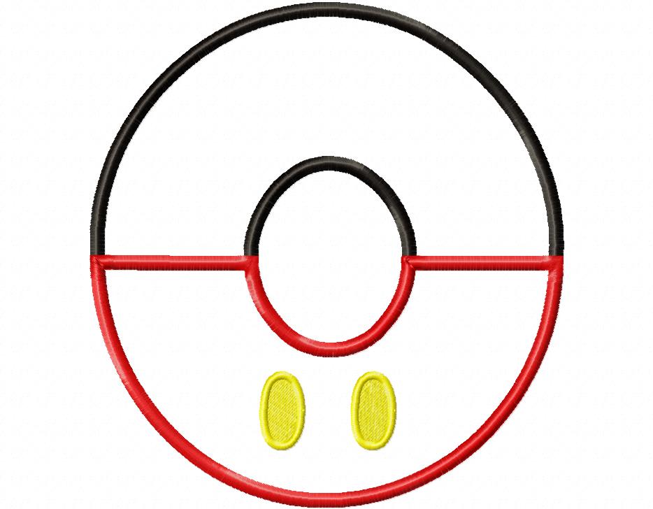 Mouse Ears Boy Monogram O Number 0 - Applique Embroidery