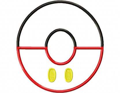 Mouse Ears Boy Monogram O Number 0 - Applique Embroidery