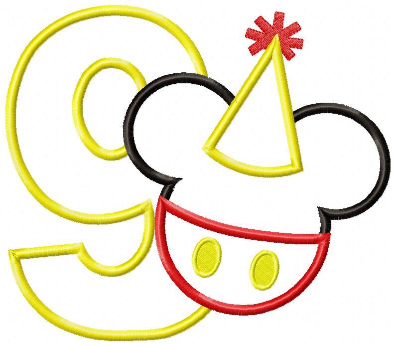 Mouse Ears Boy Birthday Numbers 1-11 Birthday Set Numbers - Applique