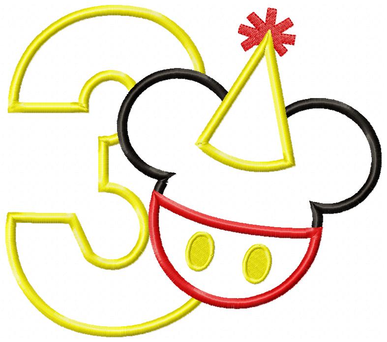 Mouse Ears Boy Birthday Numbers 1-11 Birthday Set Numbers - Applique