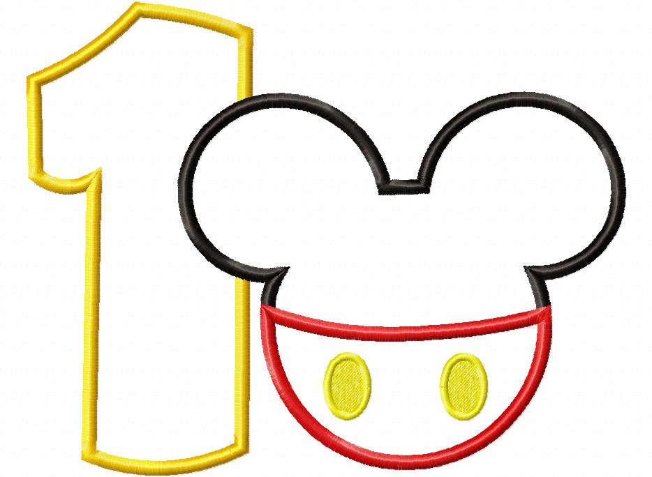 Mouse Ears Boy Number 1 One 1st Birthday - Applique