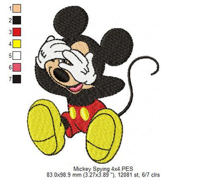 Mouse Boy Hiding His Face - Fill Stitch - Machine Embroidery Design
