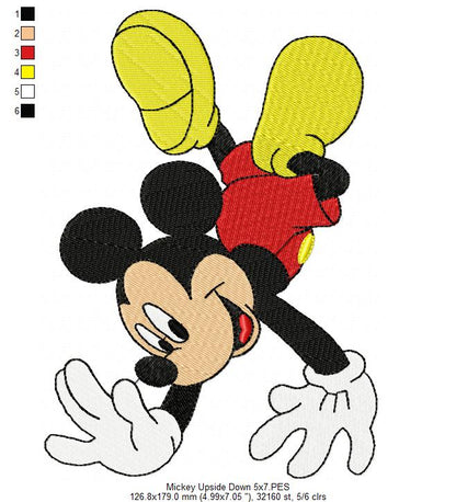 Mouse Boy Upside Down - Fill Stitch - Machine Embroidery Design