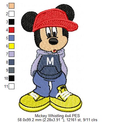 Mouse Boy Whistling - Fill Stitch - Machine Embroidery Design