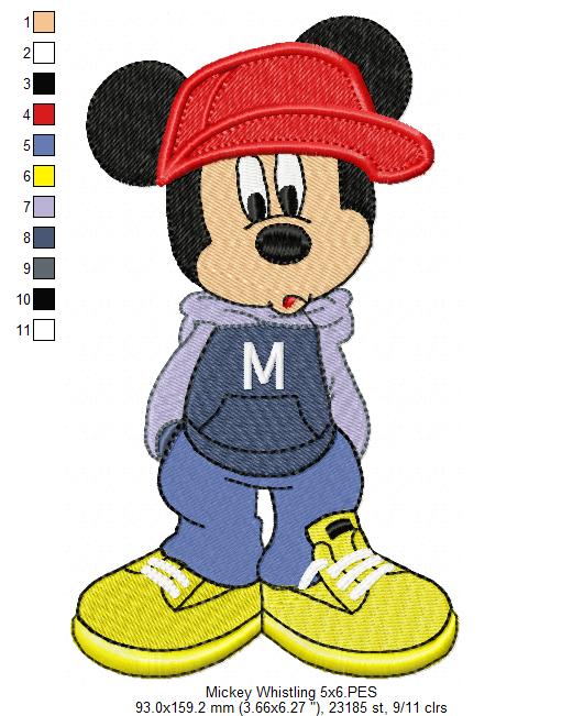 Mouse Boy Whistling - Fill Stitch - Machine Embroidery Design