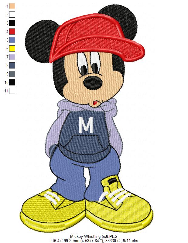Mouse Boy Whistling - Fill Stitch - Machine Embroidery Design