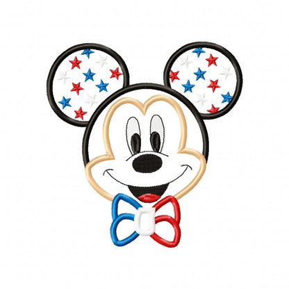 4th of July Mouse Ears Boy - Applique - Machine Embroidery Design