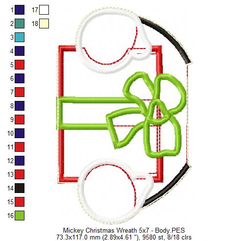 Mickey Christmas Wreath - ITH Project - Machine Embroidery Design