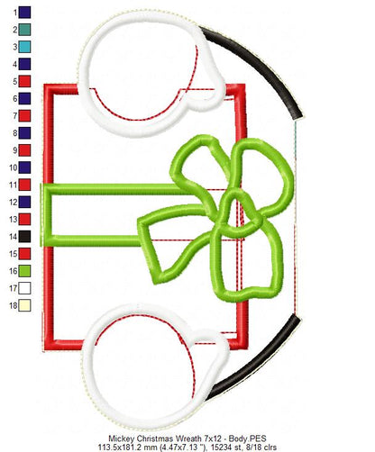 Mickey Christmas Wreath - ITH Project - Machine Embroidery Design