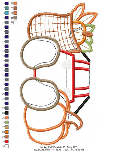 Fall Mickey Garland - ITH Project - Machine Embroidery Design