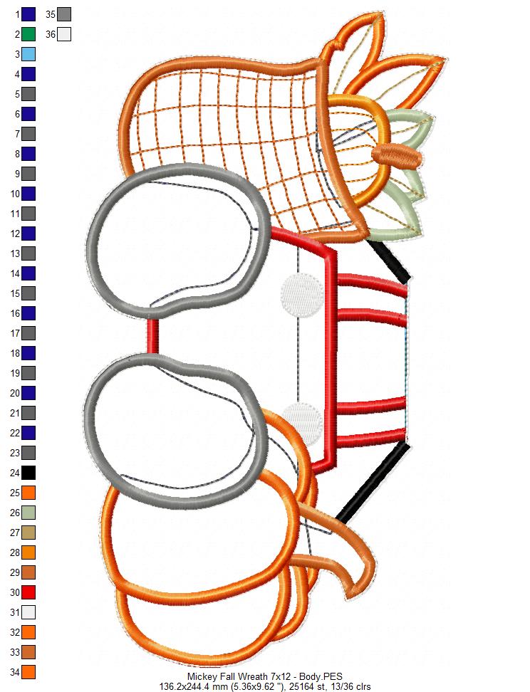 Fall Mickey Garland - ITH Project - Machine Embroidery Design