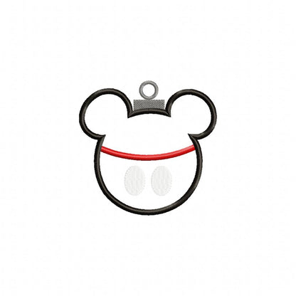 Mickey Christmas Ornament - Applique - Machine Embroidery Design
