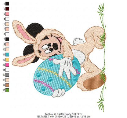Mouse Boy as Easter Bunny - Fill Stitch Embroidery
