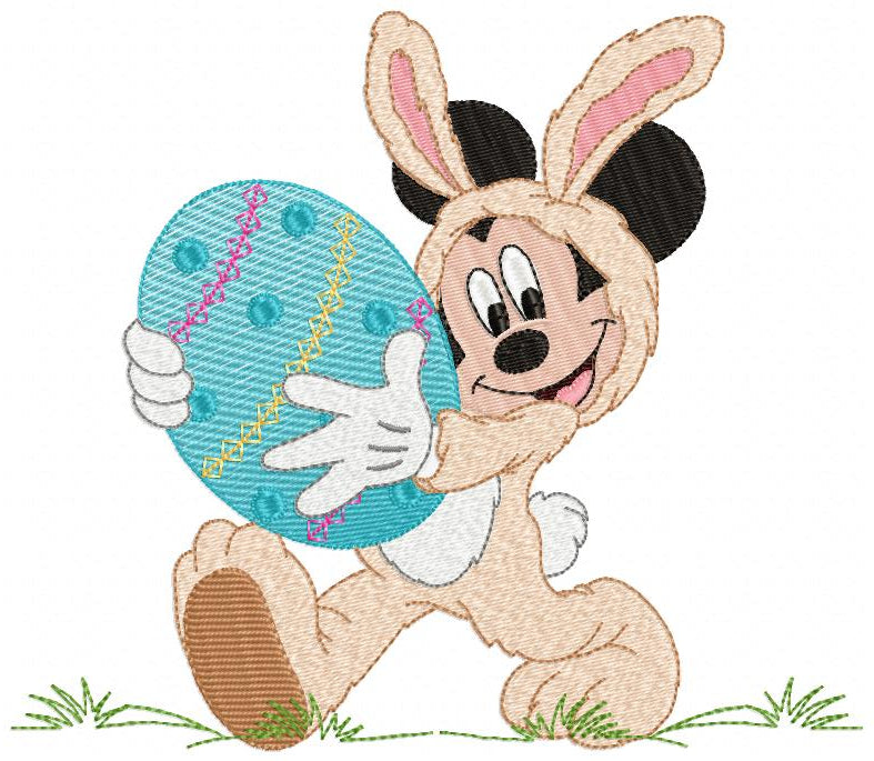 Mouse Boy as Easter Bunny - Fill Stitch Embroidery