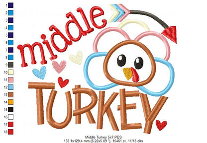 Thanksgiving Middle Turkey - Applique Embroidery