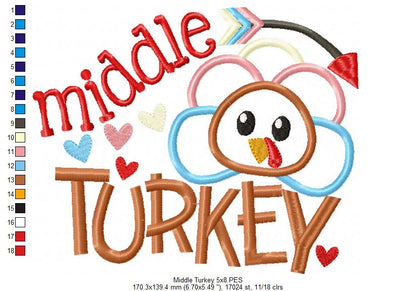Thanksgiving Middle Turkey - Applique Embroidery