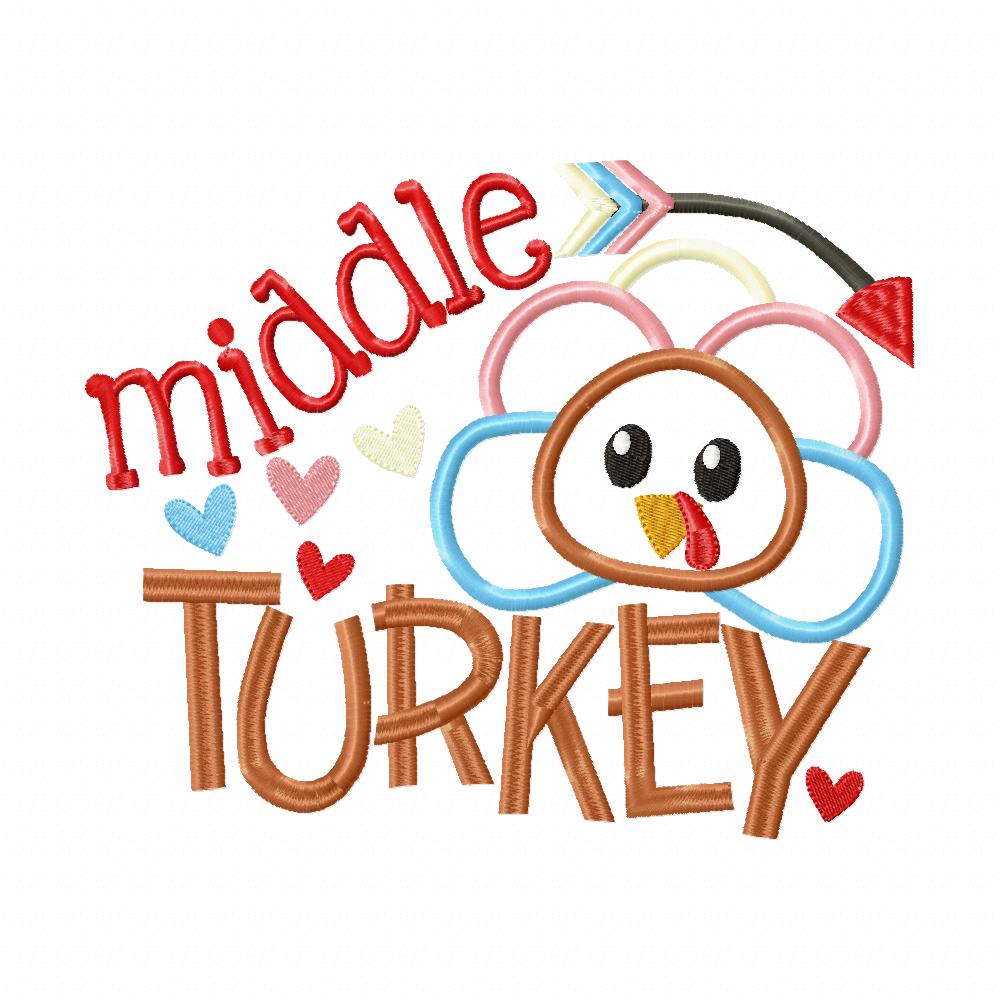 Thanksgiving Middle Turkey - Applique Embroidery