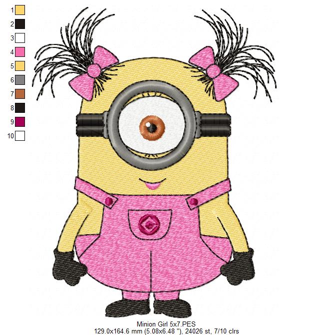 Minions Girl - Fill Stitch Embroidery - Machine Embroidery Design