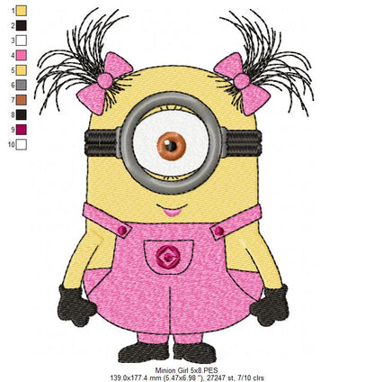 Minions Girl - Fill Stitch Embroidery - Machine Embroidery Design